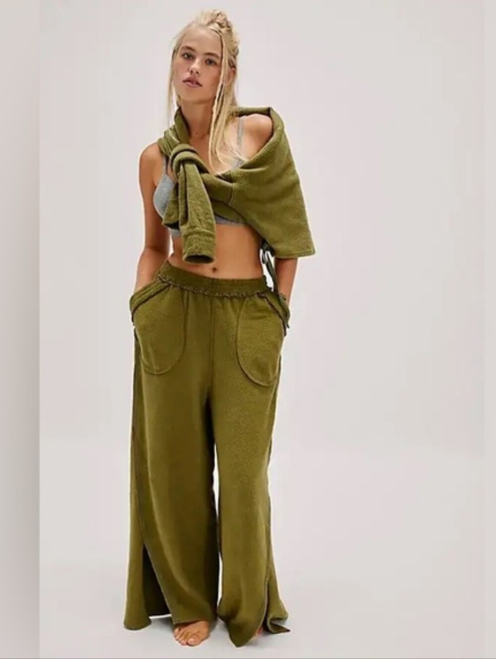 Free People Chill Beat Lounge Pants wide-leg Side Slits